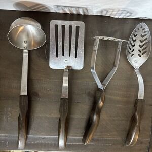 Vintage Cutco Matching Utensil Set Brown Wood Handle Set Of 4 -13,14,15,16
